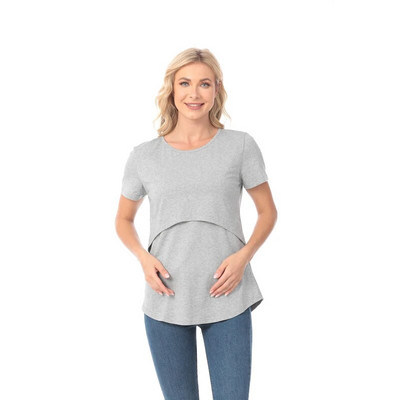 Uus mood rasedate vabaajarõivaste rasedatele lühikeste varrukatega ühevärviline imetamise top T-särk Rasedus Naiste riided Mom Tee