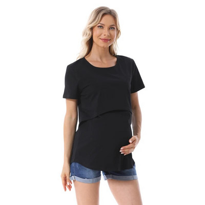 Uus mood rasedate vabaajarõivaste rasedatele lühikeste varrukatega ühevärviline imetamise top T-särk Rasedus Naiste riided Mom Tee