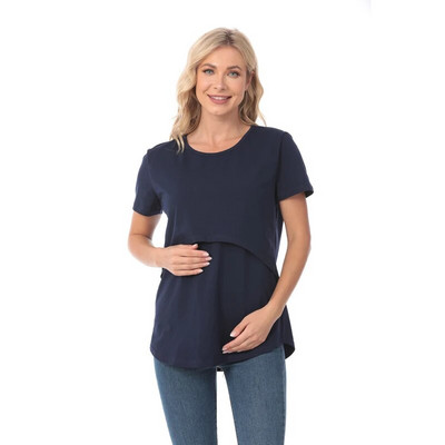 Uus mood rasedate vabaajarõivaste rasedatele lühikeste varrukatega ühevärviline imetamise top T-särk Rasedus Naiste riided Mom Tee