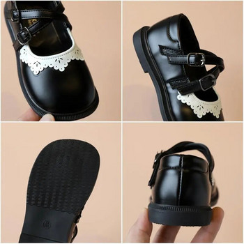2023 Νέα δερμάτινα παπούτσια για κορίτσια με δαντέλα μαύρα καφέ σε κορεατικό στυλ Lolita Παιδικό ρηχό μοκέτα για γάμο κομψό κομψό