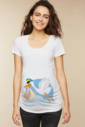 Baby Bird 2021 Summer Tees Γυναικεία T-shirts Λεπτά μπλουζάκια εγκυμοσύνης με αστεία γράμματα Μπλουζάκια εγκυμοσύνης με λαιμόκοψη για έγκυες γυναίκες