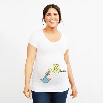 Baby Bird 2021 Ljetne majice Ženske majice Uske majice za trudnice Smiješne majice sa slovima O-izrez Trudničke majice za trudnice