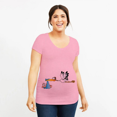 Baby Bird 2021 Ljetne majice Ženske majice Uske majice za trudnice Smiješne majice sa slovima O-izrez Trudničke majice za trudnice