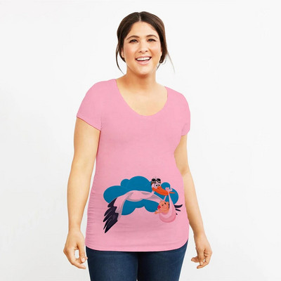 Baby Bird 2021 Ljetne majice Ženske majice Uske majice za trudnice Smiješne majice sa slovima O-izrez Trudničke majice za trudnice