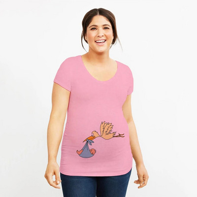 Baby Bird 2021 Ljetne majice Ženske majice Uske majice za trudnice Smiješne majice sa slovima O-izrez Trudničke majice za trudnice