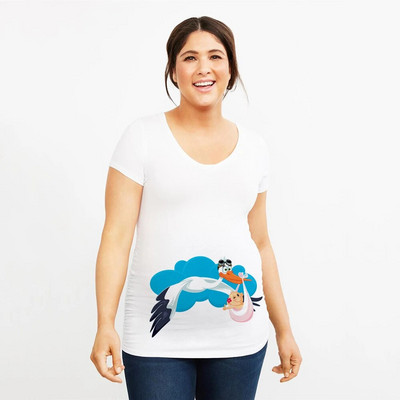 Baby Bird 2021 Ljetne majice Ženske majice Uske majice za trudnice Smiješne majice sa slovima O-izrez Trudničke majice za trudnice