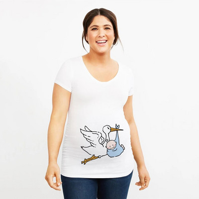 Baby Bird 2021 Ljetne majice Ženske majice Uske majice za trudnice Smiješne majice sa slovima O-izrez Trudničke majice za trudnice