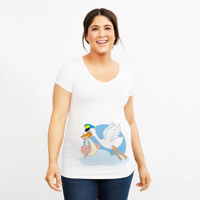 Baby Bird 2021 Ljetne majice Ženske majice Uske majice za trudnice Smiješne majice sa slovima O-izrez Trudničke majice za trudnice