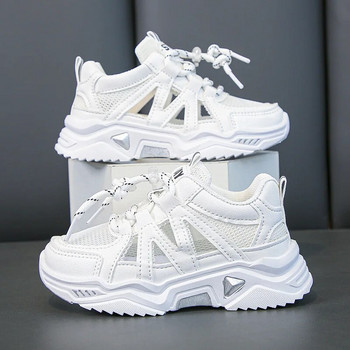 Детски бели обувки мрежести летни нови момчешки спортни обувки дишащи и нехлъзгащи се деца момичета маратонки кроссовки детские