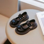 Slatke kožne cipele za djevojčice u korejskom stilu Elegantne elegantne cipele za princeze 2023. Proljeće Jesen Studentske crne bež neklizajuće dječje mokasine