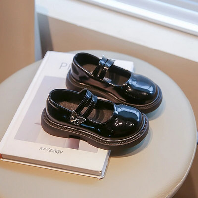 Slatke kožne cipele za djevojčice u korejskom stilu Elegantne elegantne cipele za princeze 2023. Proljeće Jesen Studentske crne bež neklizajuće dječje mokasine