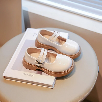 Slatke kožne cipele za djevojčice u korejskom stilu Elegantne elegantne cipele za princeze 2023. Proljeće Jesen Studentske crne bež neklizajuće dječje mokasine