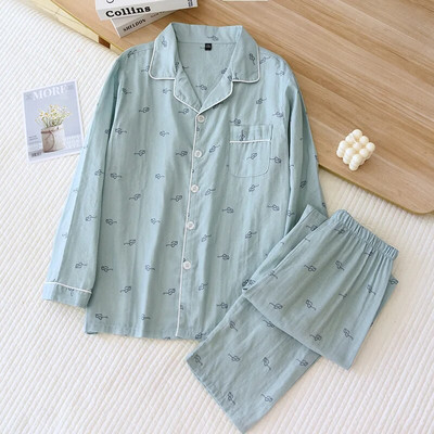 Meeste pidžaamad kevadeks ja suveks lühikeste varrukatega pikad püksid õhukesed puuvillased koduriided vabaaja puhkerõivad Meeste magamisriiete komplekt