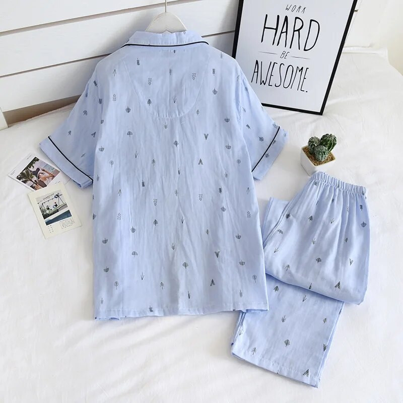 Meeste pidžaamad kevadeks ja suveks lühikeste varrukatega pikad püksid õhukesed puuvillased koduriided vabaaja puhkerõivad Meeste magamisriiete komplekt