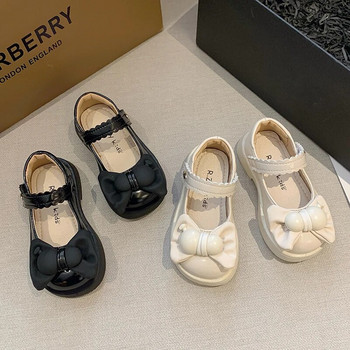 Μόδα παιδικά καθημερινά παπούτσια Φιόγκος χοντρό κάτω 2023 Παιδικά νέα loafers Ρετρό μαύρα μπεζ δερμάτινα παπούτσια για κορίτσια Drop Απλή αποστολή