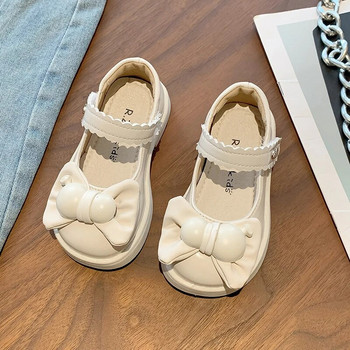 Μόδα παιδικά καθημερινά παπούτσια Φιόγκος χοντρό κάτω 2023 Παιδικά νέα loafers Ρετρό μαύρα μπεζ δερμάτινα παπούτσια για κορίτσια Drop Απλή αποστολή