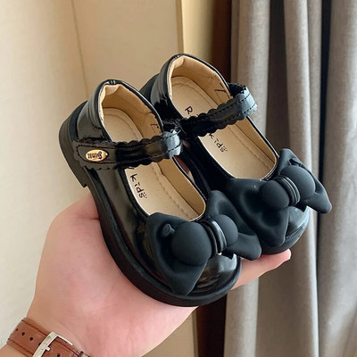 Módne detské ležérne topánky s mašľou, hrubé dno, 2023, nové detské mokasíny, retro čierne béžové dievčenské kožené topánky, dropshipping, jednoduché