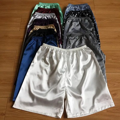 Big Underpants Men`s Shorts Pajamas Imitation Silk Beachwear Ice Silk Household Pants Sexy Mens Underwear Lounge Pants Sleepwear