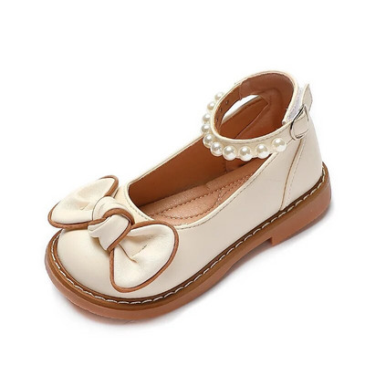 Kožne cipele za djevojčice 2023. Proljeće Jesen Dječje Ravne cipele Za gležnjeve Biseri S perlama Mašna-čvorovi Princeza Slatke meke dječje ležerne cipele Party