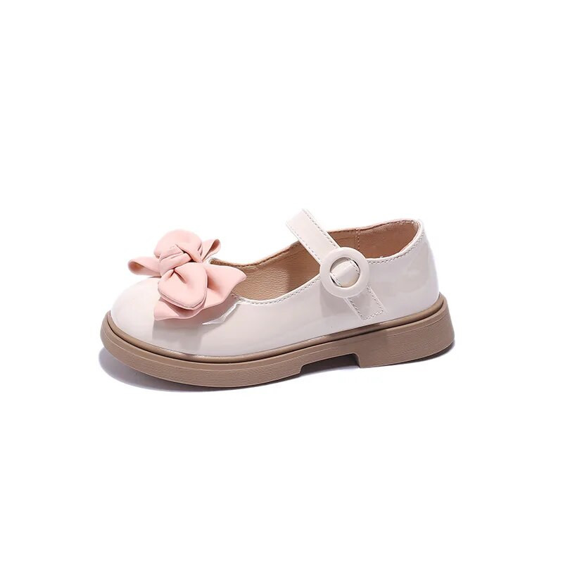 Nove kožne cipele za djevojčice iz 2023., neklizajuće, s okruglim prstima, dječje cipele s mašnom, dječje modne ležerne cipele, korejska isporuka na kuku i petlju