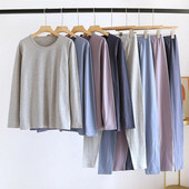 Hlače dugih rukava Jesenska odjeća za muškarce Duge hlače Jednobojna pamučna baza Komplet donjeg rublja Pamučni muški komplet termo donjeg rublja