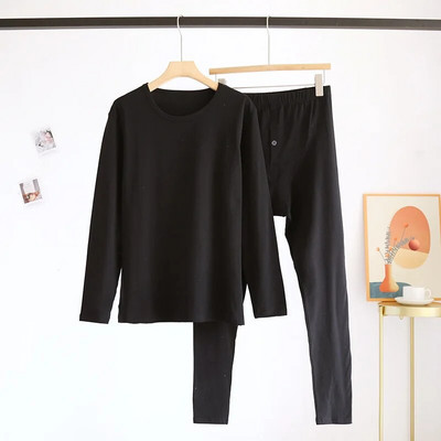 Hlače dugih rukava Jesenska odjeća za muškarce Duge hlače Jednobojna pamučna baza Komplet donjeg rublja Pamučni muški komplet termo donjeg rublja