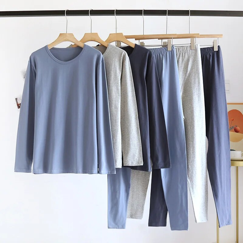 Hlače dugih rukava Jesenska odjeća za muškarce Duge hlače Jednobojna pamučna baza Komplet donjeg rublja Pamučni muški komplet termo donjeg rublja