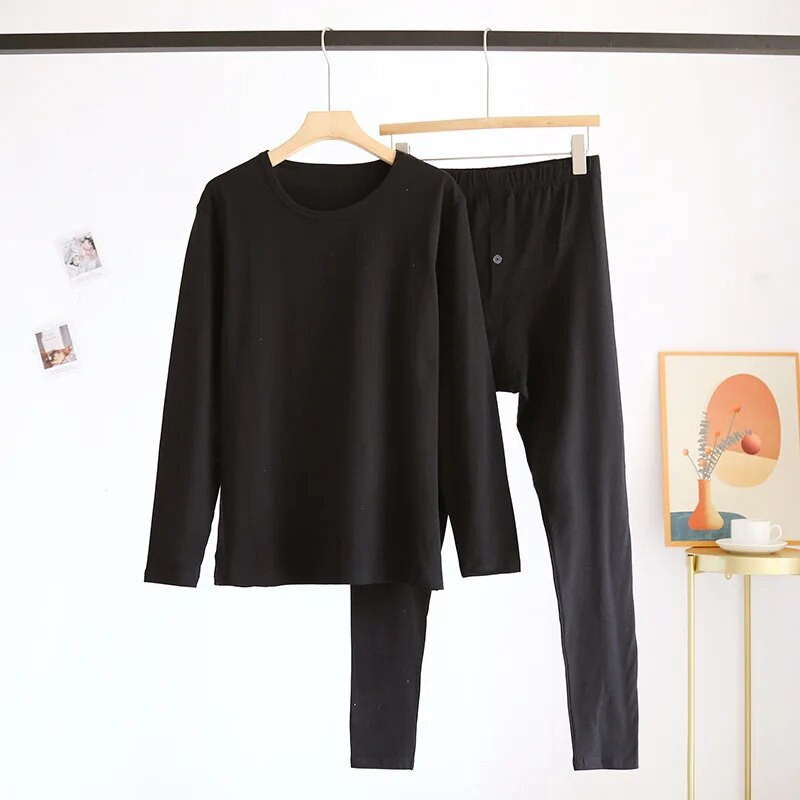 Hlače dugih rukava Jesenska odjeća za muškarce Duge hlače Jednobojna pamučna baza Komplet donjeg rublja Pamučni muški komplet termo donjeg rublja