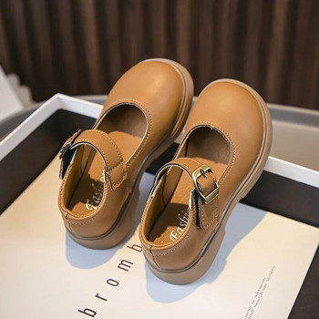 2023 Пролет и Есен Нови корейски кожени обувки за момичета Малка принцеса Модни обувки за принцеси Бебешки меки момчета Мери Джейн Черни сладки
