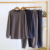 Jesensko i zimsko jednobojno muško toplo kućno odijelo Pulover s okruglim izrezom Majice dugih rukava s dugim hlačama Komplet pidžama za spavanje