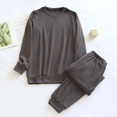 Jesensko i zimsko jednobojno muško toplo kućno odijelo Pulover s okruglim izrezom Majice dugih rukava s dugim hlačama Komplet pidžama za spavanje