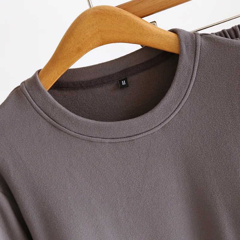 Jesensko i zimsko jednobojno muško toplo kućno odijelo Pulover s okruglim izrezom Majice dugih rukava s dugim hlačama Komplet pidžama za spavanje