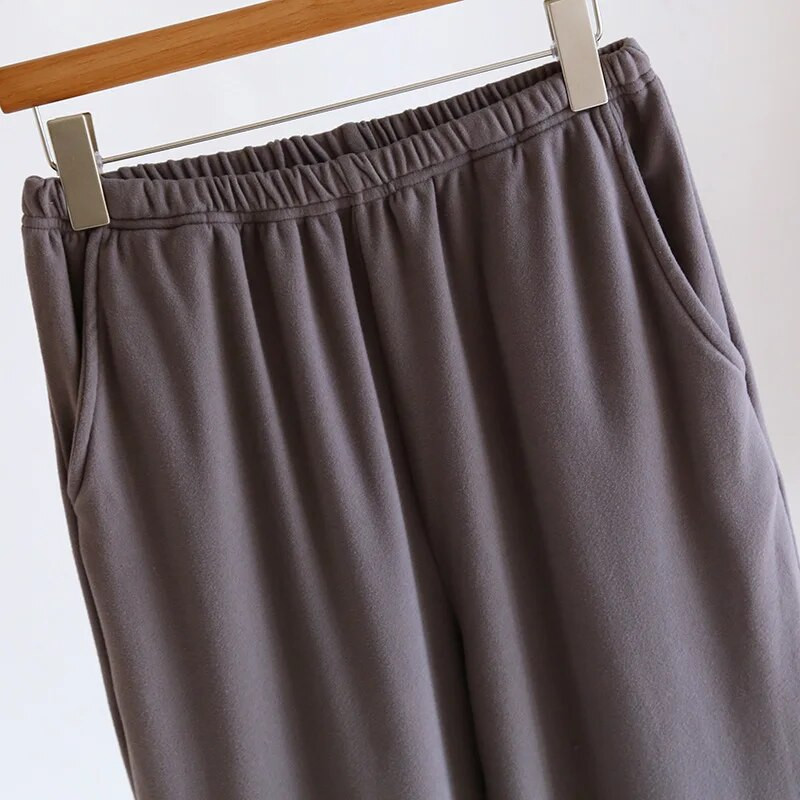 Jesensko i zimsko jednobojno muško toplo kućno odijelo Pulover s okruglim izrezom Majice dugih rukava s dugim hlačama Komplet pidžama za spavanje