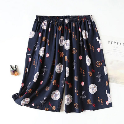 Suvised meeste puuvillased viskoostrükiga pidžaamapüksid õhukesed 5xl ülisuured lahtised lühikesed püksid Rannarõivad vabaaja kodu Meeste pidžaamapüksid