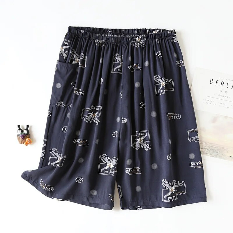 Suvised meeste puuvillased viskoostrükiga pidžaamapüksid õhukesed 5xl ülisuured lahtised lühikesed püksid Rannarõivad vabaaja kodu Meeste pidžaamapüksid