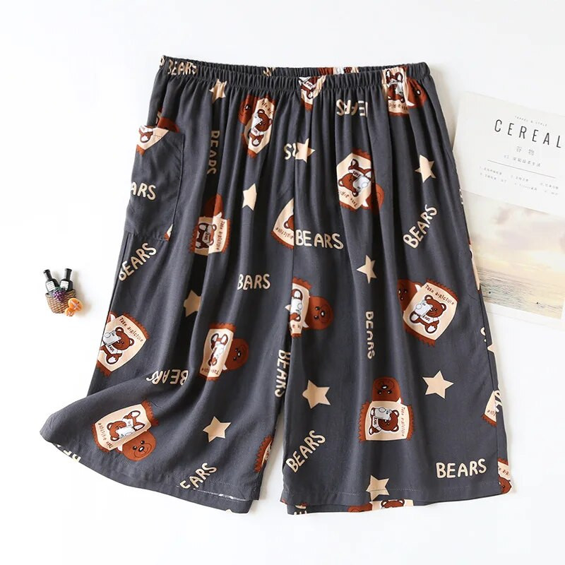 Suvised meeste puuvillased viskoostrükiga pidžaamapüksid õhukesed 5xl ülisuured lahtised lühikesed püksid Rannarõivad vabaaja kodu Meeste pidžaamapüksid