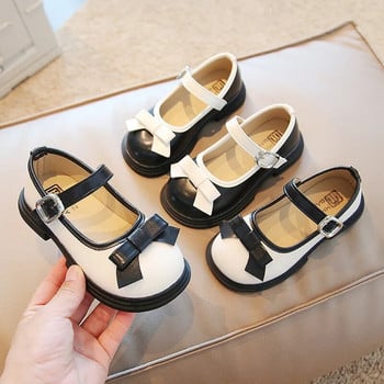 Παιδικά δερμάτινα παπούτσια για κορίτσια που ταιριάζουν με φιόγκο με στρογγυλά δάχτυλα Cute 2023 Ευέλικτα μαλακά παιδικά παπούτσια Princess Shallow Moccasin Νέα
