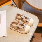 2023. g. Jauns, mīksts, elpojošs, vienkāršs bērnu apavi loku režģis Neslīdošs, apaļš purngals Audekla apavi meitenēm čības Bērnu ikdienas apavi jauki