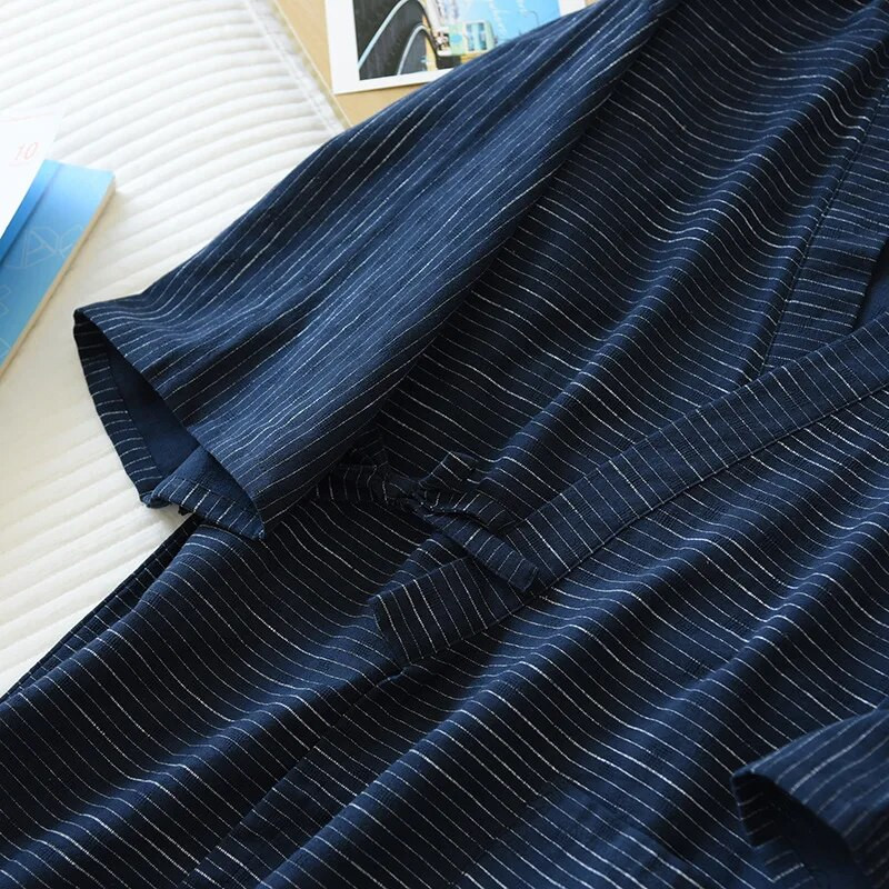 Muški ljetni pamučni kućni ogrtač, dvodijelni set, proljeće i jesen, pamučni kimono s pola rukava, tanke hlače, pidžame, muški set ogrtača