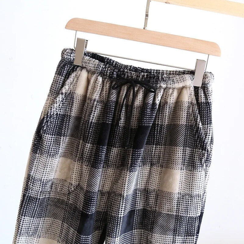 Pidžama hlače Muške hlače Jesen i Zima Flanel karirani dizajn Plišane zadebljane tople hlače Flanel muške hlače za kućanstvo