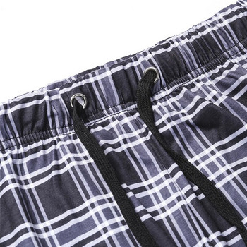 Ανδρικό χαλαρό πάτο ύπνου καρό φανελένιο σαλονάκι/πυτζάμα παντελόνι casual καθημερινή χαλαρή εφαρμογή Ψηλόμεσο ελαστικό παντελόνι ύπνου