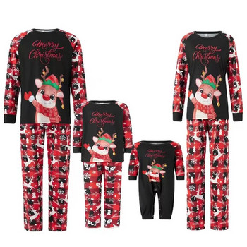 Подходящи за семейството тоалети Коледни пижами за татко Майка Деца Снежен човек Коледно спално облекло Семеен комплект дрехи Нощно облекло