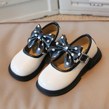 Κορεάτικο στυλ Big Bow Παιδικά δερμάτινα παπούτσια 2023 Άνοιξη νέα κορίτσια με στρογγυλά δάχτυλα απλά χαριτωμένα Princess casual παπούτσια Παιδική μόδα PU