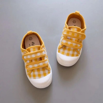 Άνοιξη φθινόπωρο Νέο κορεάτικο καρό παιδικό γάντζο καμβά παπούτσια Βρεφικά αγόρια κορίτσια Νηπιαγωγείο Παπούτσια με μαλακό κάτω μέρος Παιδικά αθλητικά παπούτσια για μικρά παιδιά