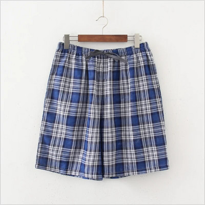 2023 Summer Férfi 100% pamut Sleep Shorts Alkalmi hálóruha Pizsama Nadrág Férfi Kockás Otthoni Hálóruha Rövidnadrág Férfi Lounge Shorts M-XXL