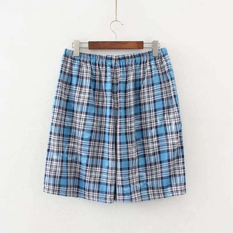 2023 Summer Férfi 100% pamut Sleep Shorts Alkalmi hálóruha Pizsama Nadrág Férfi Kockás Otthoni Hálóruha Rövidnadrág Férfi Lounge Shorts M-XXL