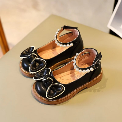 Gyöngyök hercegnős cipők gyerekeknek új koreai stílusú 2023-as nyár íj, sokoldalú, alkalmi sekély Mary Jane parti esküvői műsorokhoz Új