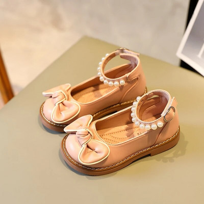 Gyöngyök hercegnős cipők gyerekeknek új koreai stílusú 2023-as nyár íj, sokoldalú, alkalmi sekély Mary Jane parti esküvői műsorokhoz Új