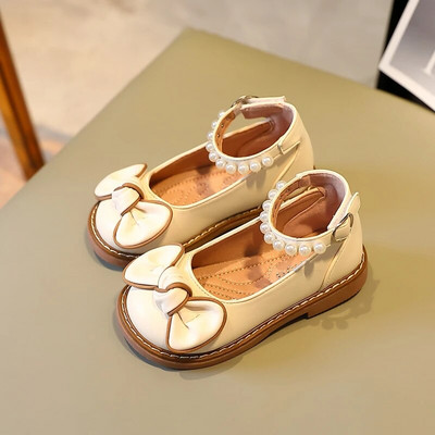 Gyöngyök hercegnős cipők gyerekeknek új koreai stílusú 2023-as nyár íj, sokoldalú, alkalmi sekély Mary Jane parti esküvői műsorokhoz Új