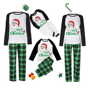 Семеен комплект коледни пижами Зелени възрастни, майки, деца, бебета Коледа Семейни съвпадащи тоалети Коледни пижами 2023 Семейни дрехи
